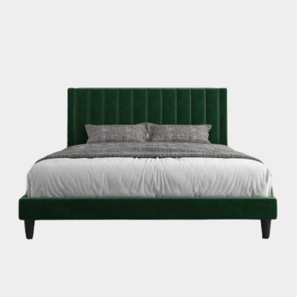 Allewie - Velvet Upholstered King Size Bed Frame