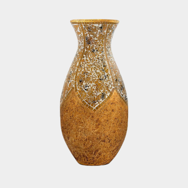 Zorigs – Hand Made Terracotta and Tan Glass Combined Vase