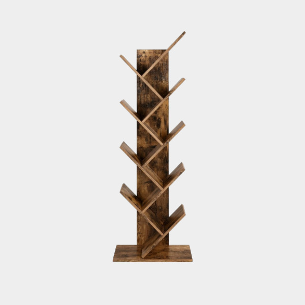 Vasagle - 9-Tier Rustic Brown Floor Standing Tree Bookshelf