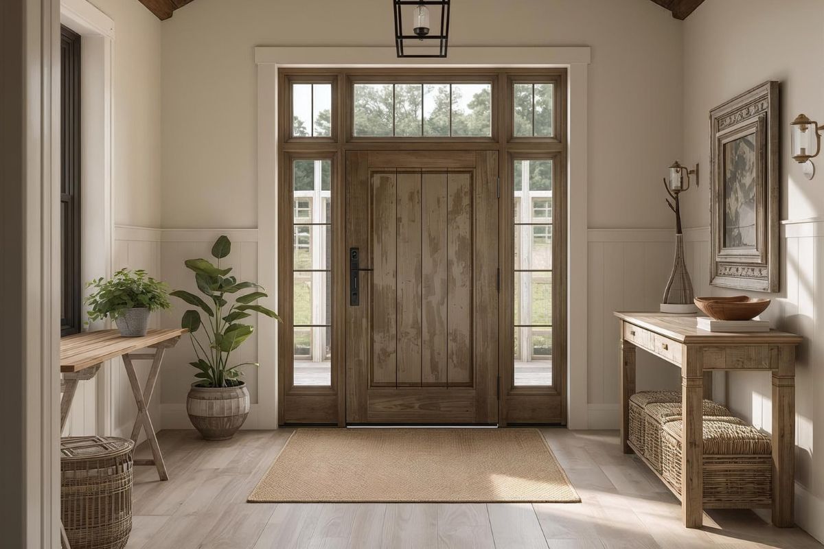 You are currently viewing Farmhouse Style Entryway: Rustic Charm at the Doorstep